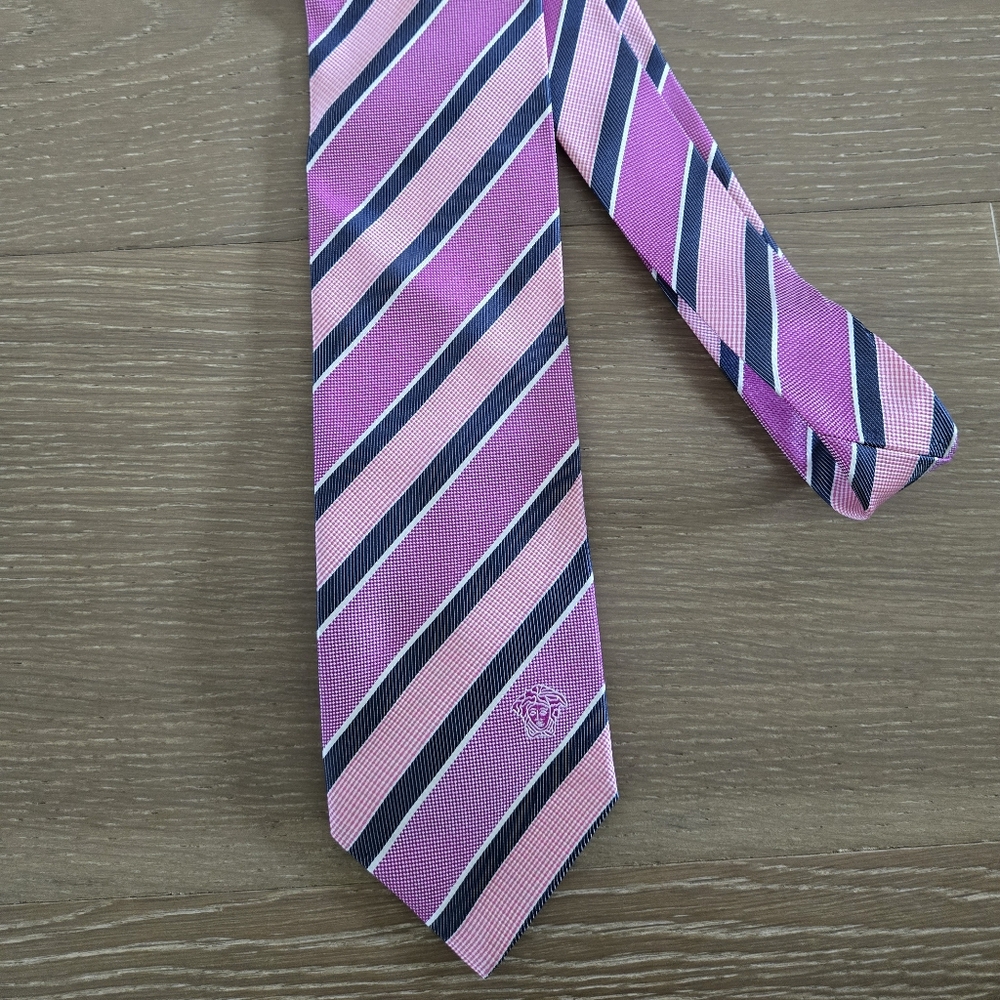 Versace stripes Pink and Black Tie